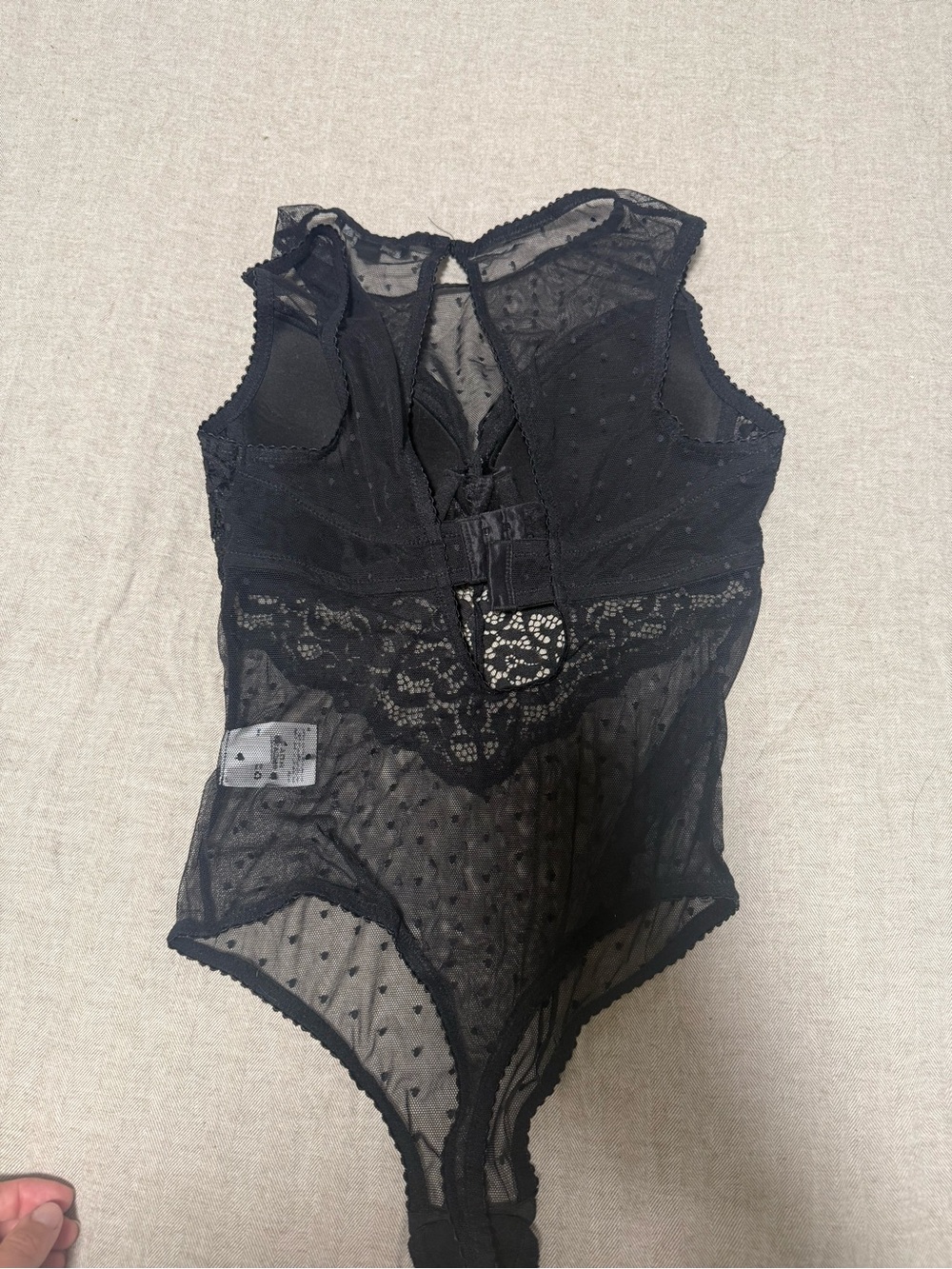 INC International Concepts Black Lace Sheer Bodysuit - Picture 5 of 5